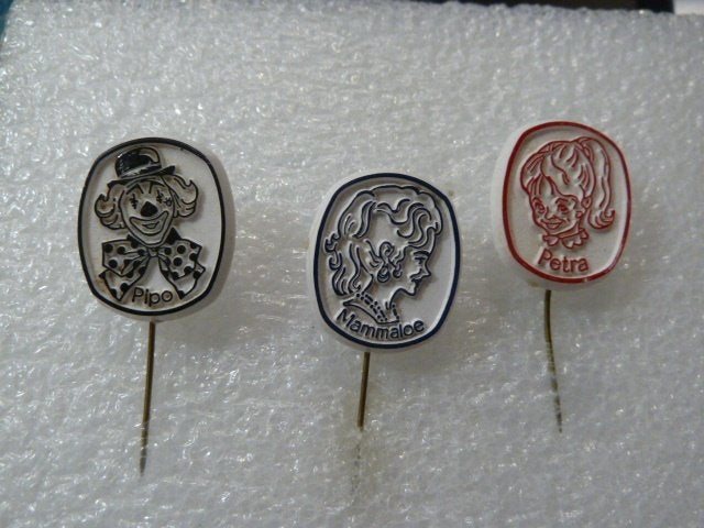 Vintage Pipo, Mammaloe en Petra Speldjes, Ophalen of Verzenden, Gebruikt, Figuurtje, Speldje of Pin