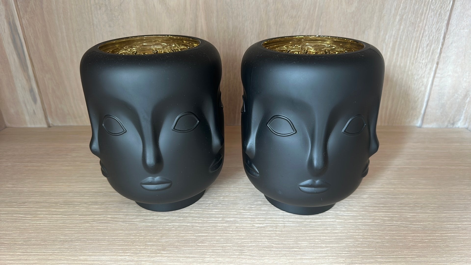 Sierpot met 6 gezichtjes zwart/goud, Overige materialen, Rond, Ophalen of Verzenden, Zo goed als nieuw