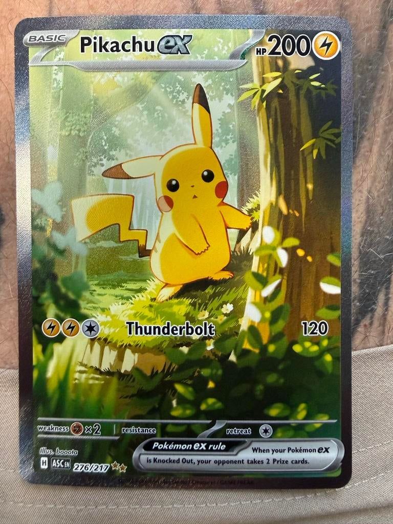 Pikachu ex 276/217 Full Art Pokemon kaart, Ophalen of Verzenden, Zo goed als nieuw, Losse kaart, Foil