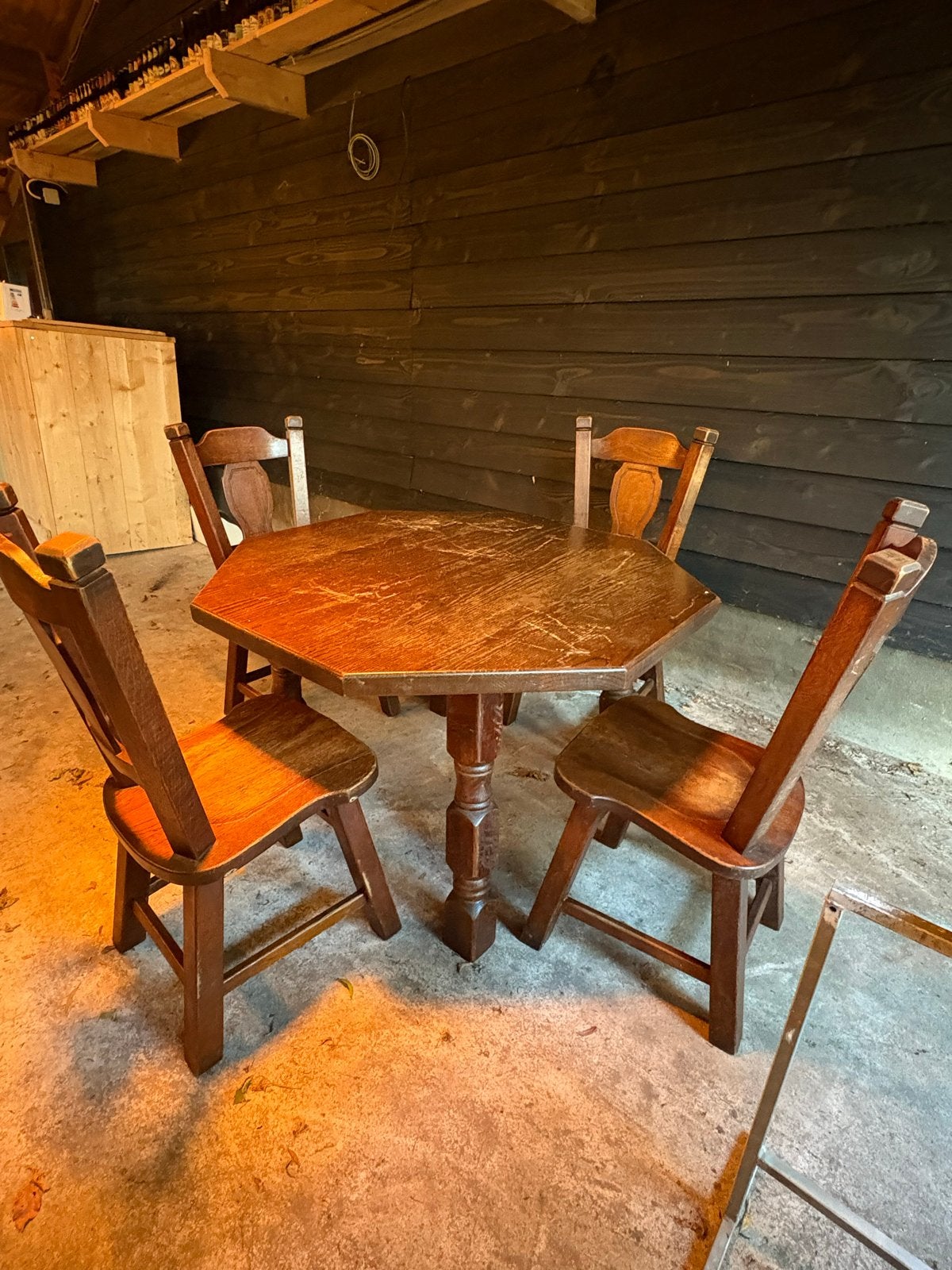 Vintage eikenhouten eettafel met 4 stoelen, Ophalen