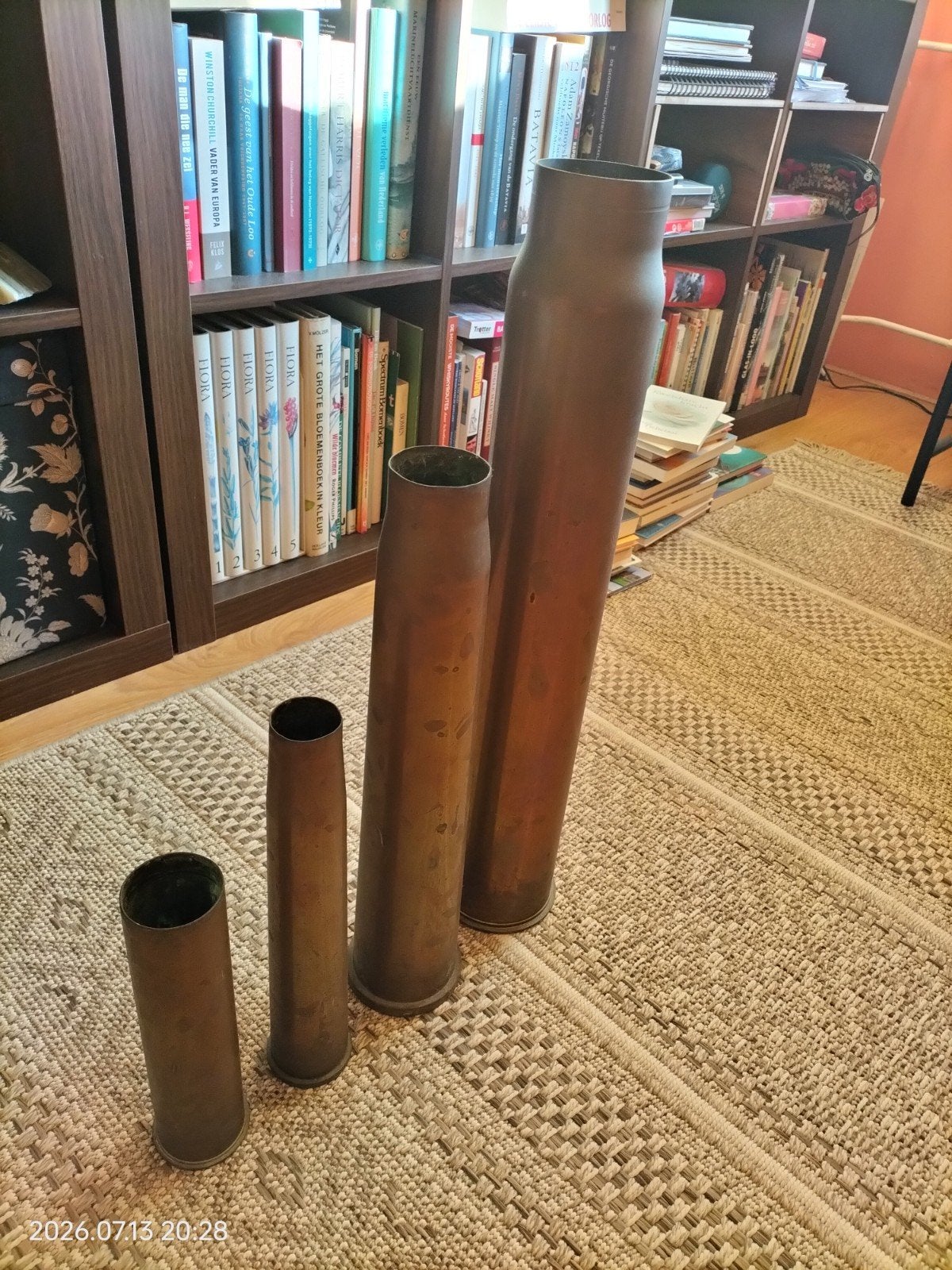 Set van 4 messing hulzen - Militaria verzamelobjecten, Verzamelen, Militaria | Algemeen, Overige soorten, Hulzen of Bodemvondsten