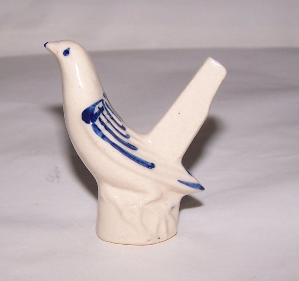 Vintage Porseleinen Duif Fluitje - Blauw en Wi. Izgs., Ophalen of Verzenden, Zo goed als nieuw, Porselein, Beeldje(s)