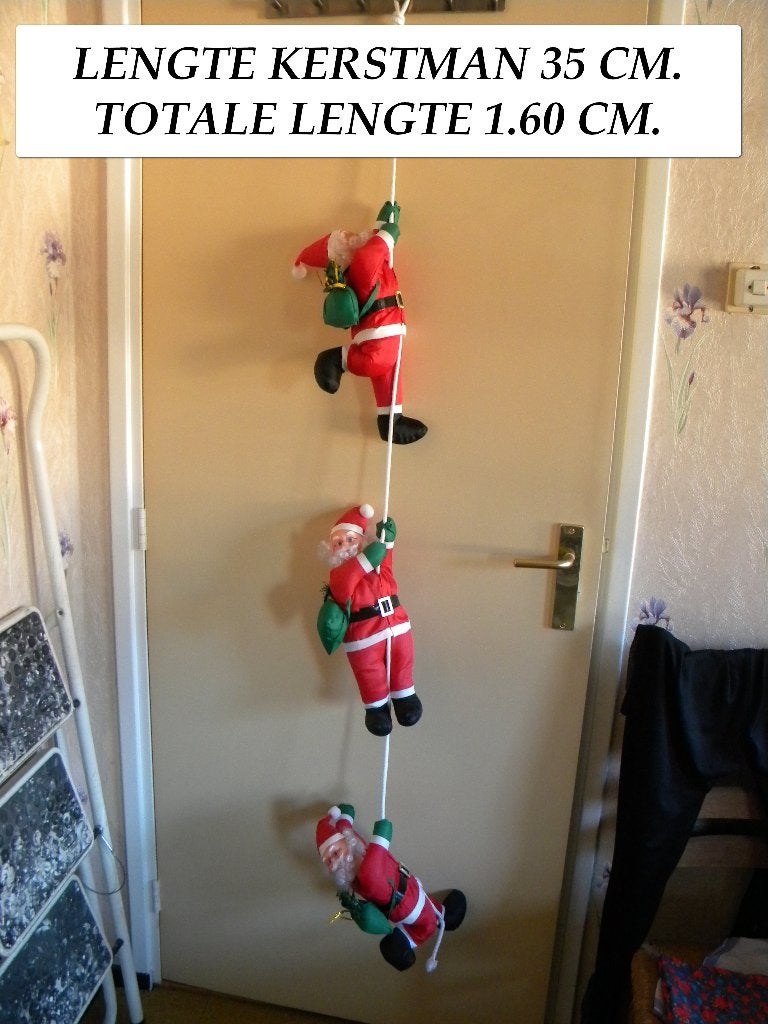KERSTMAN IN TOUW, 3 KERSTMANNEN HANGEND IN TOUW, Ophalen of Verzenden, Zo goed als nieuw