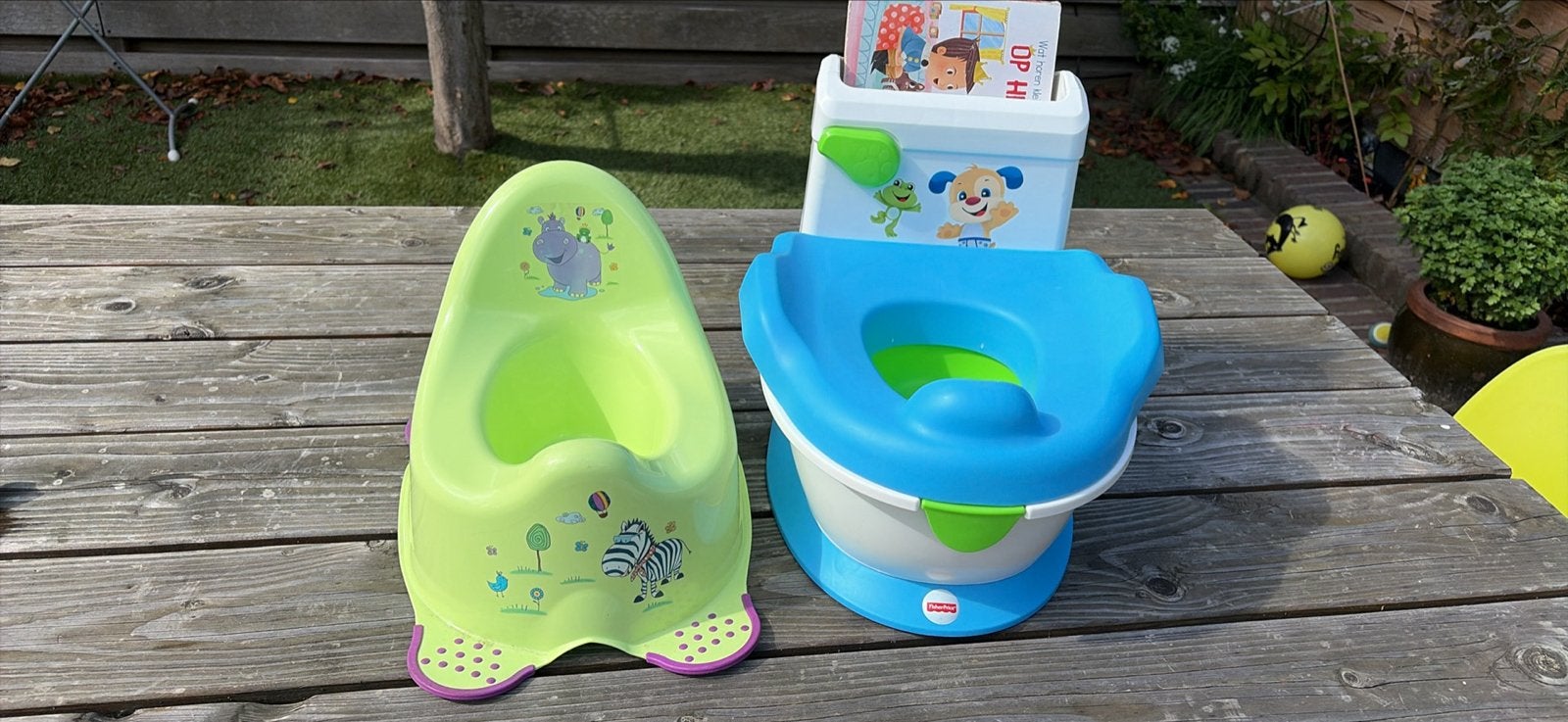 2x Potje/WC-trainer: Fisher-Price en groen potje, Kinderen en Baby's, Ophalen of Verzenden, Gebruikt