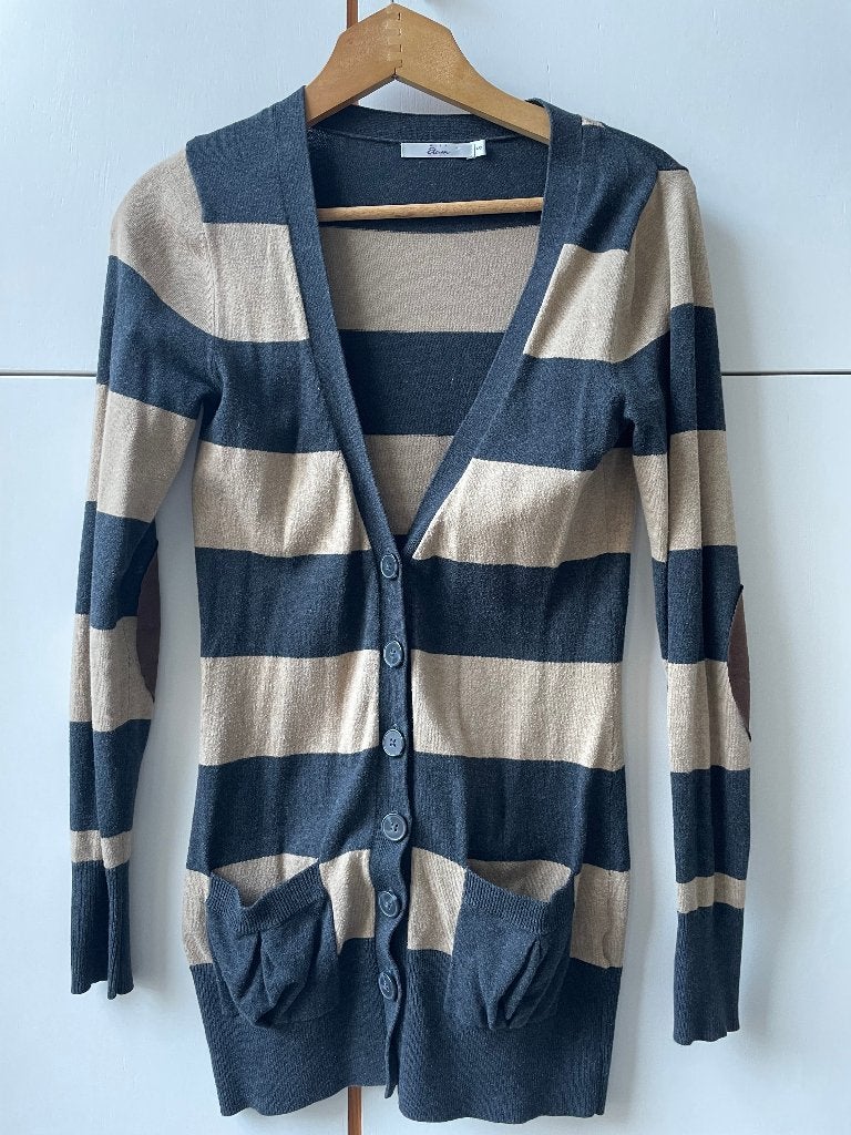Beige/grijs gestreept damesvest Miss Etam, maat S, Maat 38/40 (M), Beige, Ophalen of Verzenden, Zo goed als nieuw