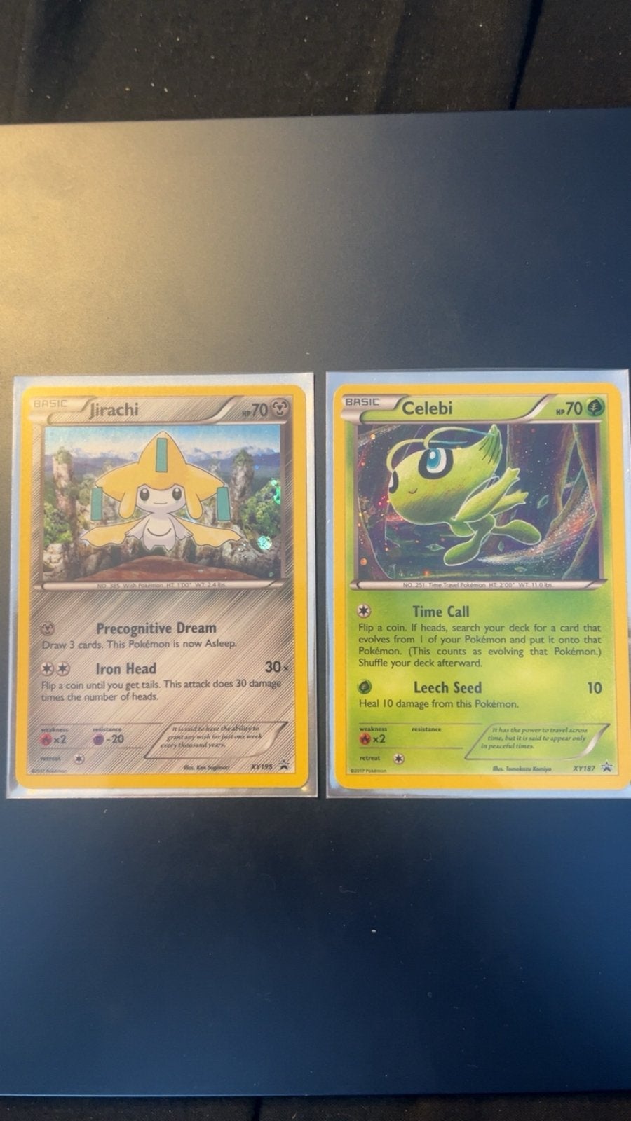 Jirachi XY196 promo + Celebi XY187 promo, Ophalen of Verzenden, Zo goed als nieuw, Meerdere kaarten, Foil