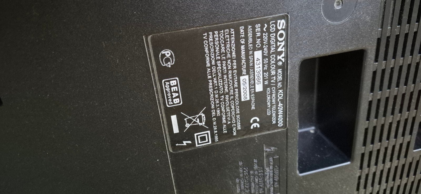 Sony Bravia KDL-40W4000 LCD TV - 40 inch Full HD, Ophalen, Gebruikt, LCD, Full HD (1080p)