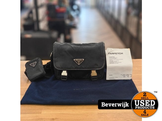 Prada Re-Nylon Messenger Bag + Bon - Gebruikte Staat!, Sieraden, Tassen en Uiterlijk, Tassen | Schoudertassen, Prada, Zo goed als nieuw