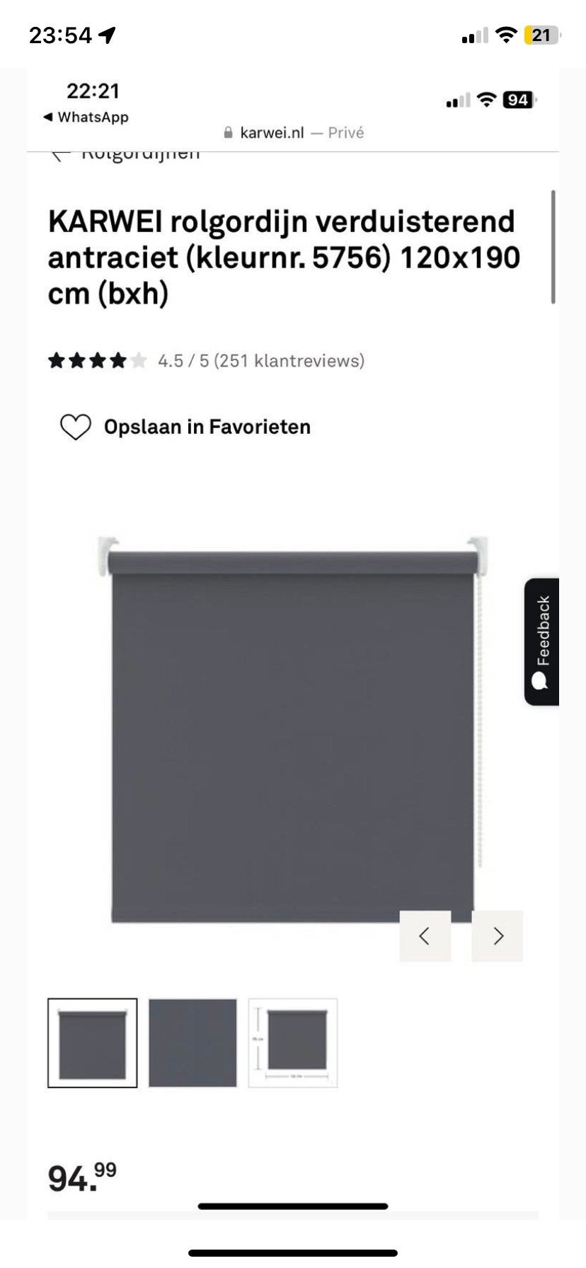 2x KARWEI Rolgordijn Verduisterend Antraciet 120x190 cm, Huis en Inrichting, Verduisterend, Karwei, Nieuw, Ophalen of Verzenden
