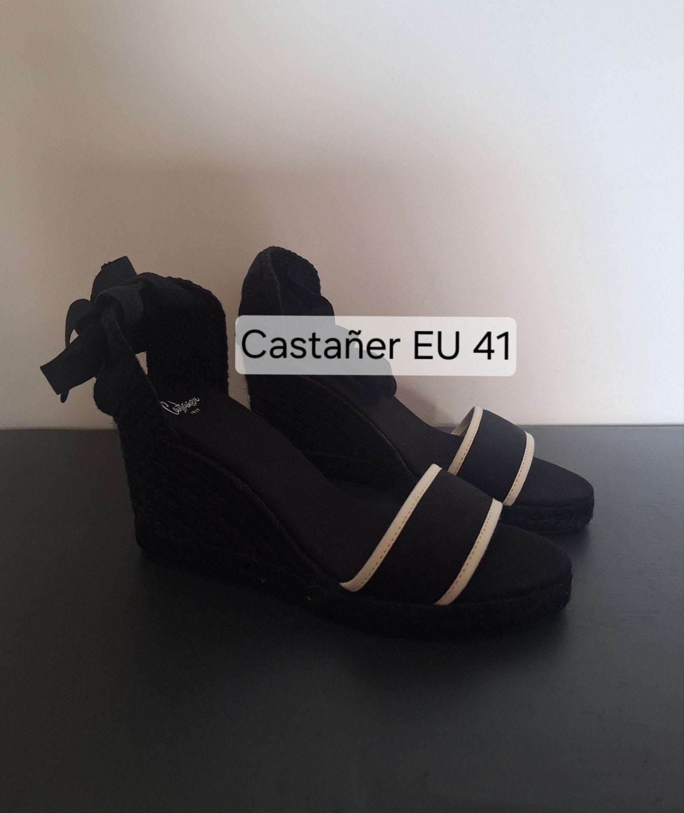 Castañer zwart met crème espadrilles / sleehakken maat 41, Zwart, Nieuw, Ophalen of Verzenden, Espadrilles of Moccasins