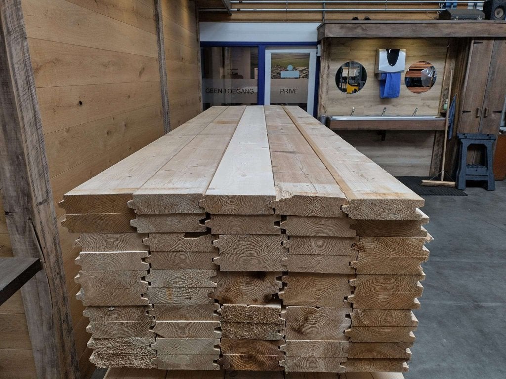 6CM gebruikte vurenhouten damwand planken FSC  wand vuren, Gebruikt, Ophalen of Verzenden, Plank, Vuren