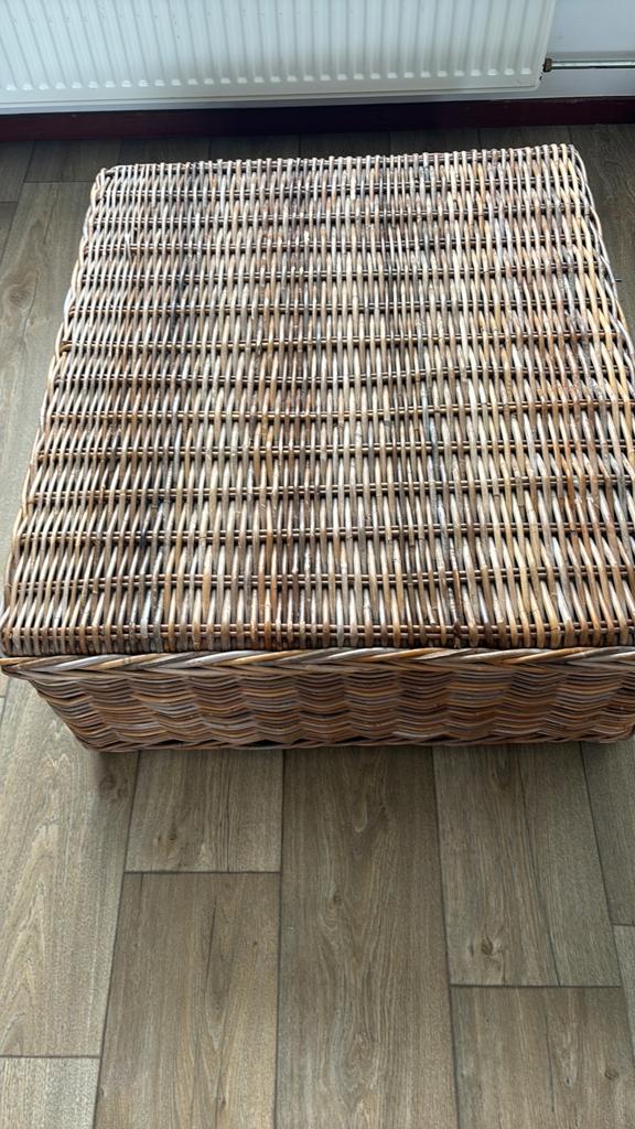 Rieten hocker, Ophalen, Gebruikt, Vierkant, Riet of Rotan