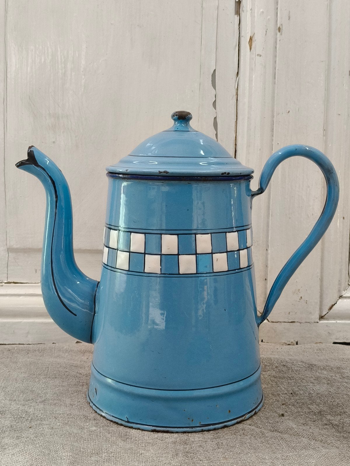 Oud Frans emaille lustucru koffiepot, Antiek en Kunst, Ophalen of Verzenden