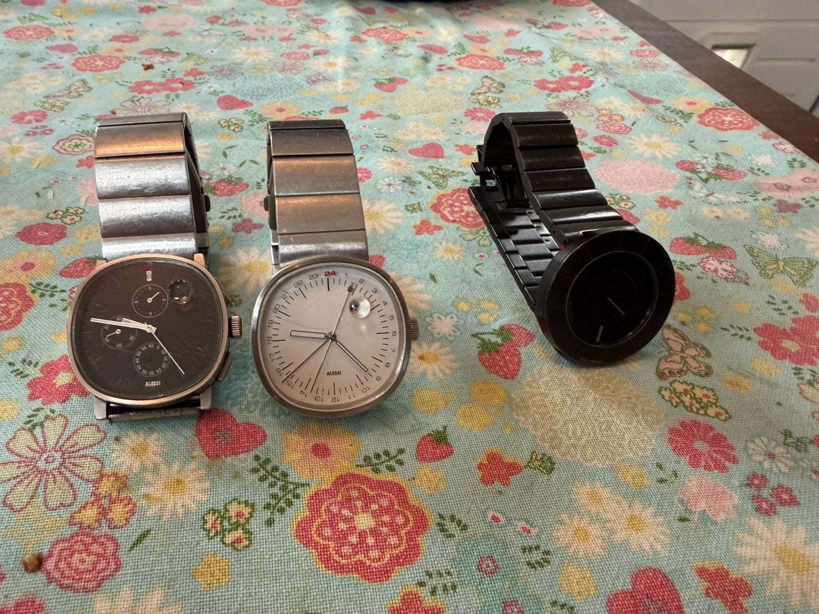 2 Alessi Pierro Lissoni Chronogaaf horloges, Ophalen of Verzenden, Staal, Overige merken, 1960 of later