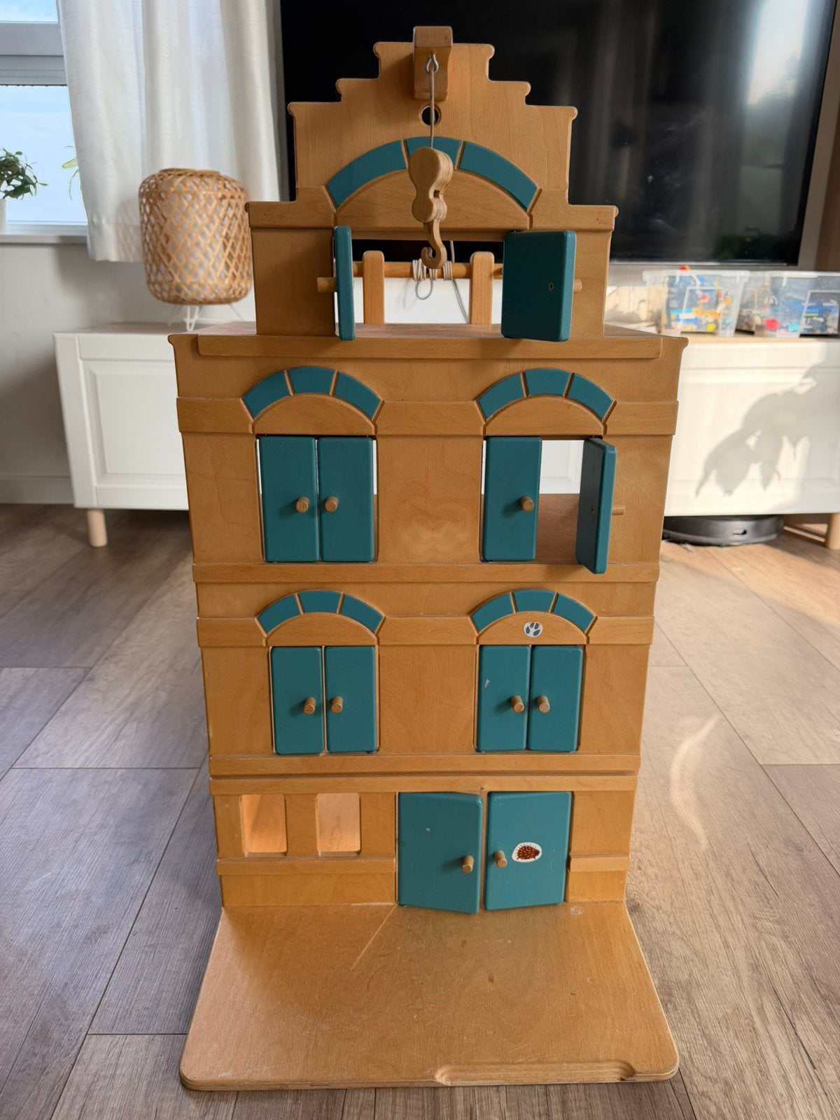 Houten grachtenpand poppenhuis, Ophalen of Verzenden, Gebruikt, Poppenhuis