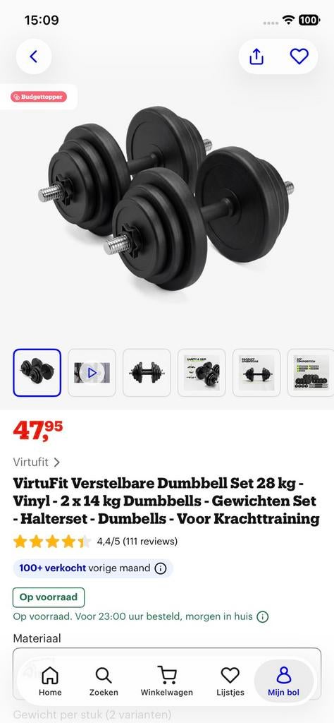 Dumbbell set 28 kg, Ophalen, Zo goed als nieuw, Armen, Dumbbell