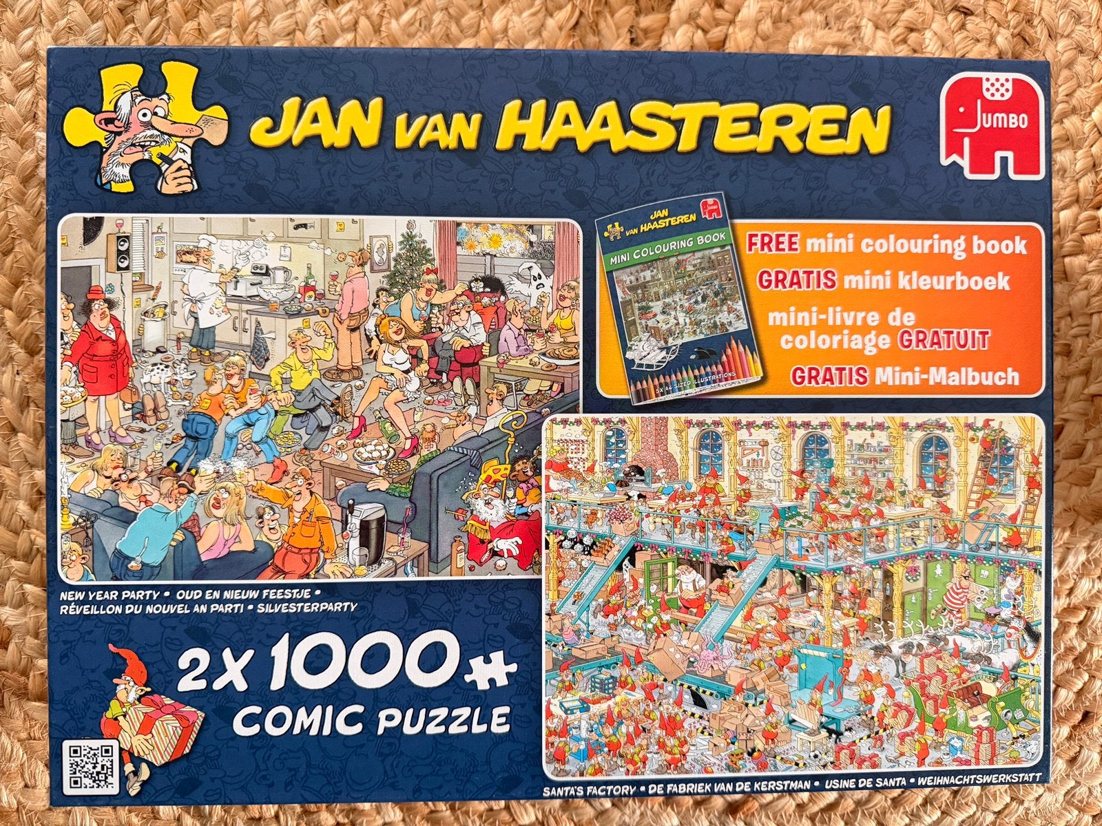 Legpuzzel 2x 1000 st Jan van Haasteren oud en nieuw feestje, Ophalen of Verzenden, 500 t/m 1500 stukjes, Zo goed als nieuw
