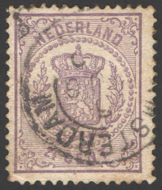 Nederland NVPH nr 18 gestempeld Rijkswapen 1869, Ophalen of Verzenden, T/m 1940, Gestempeld