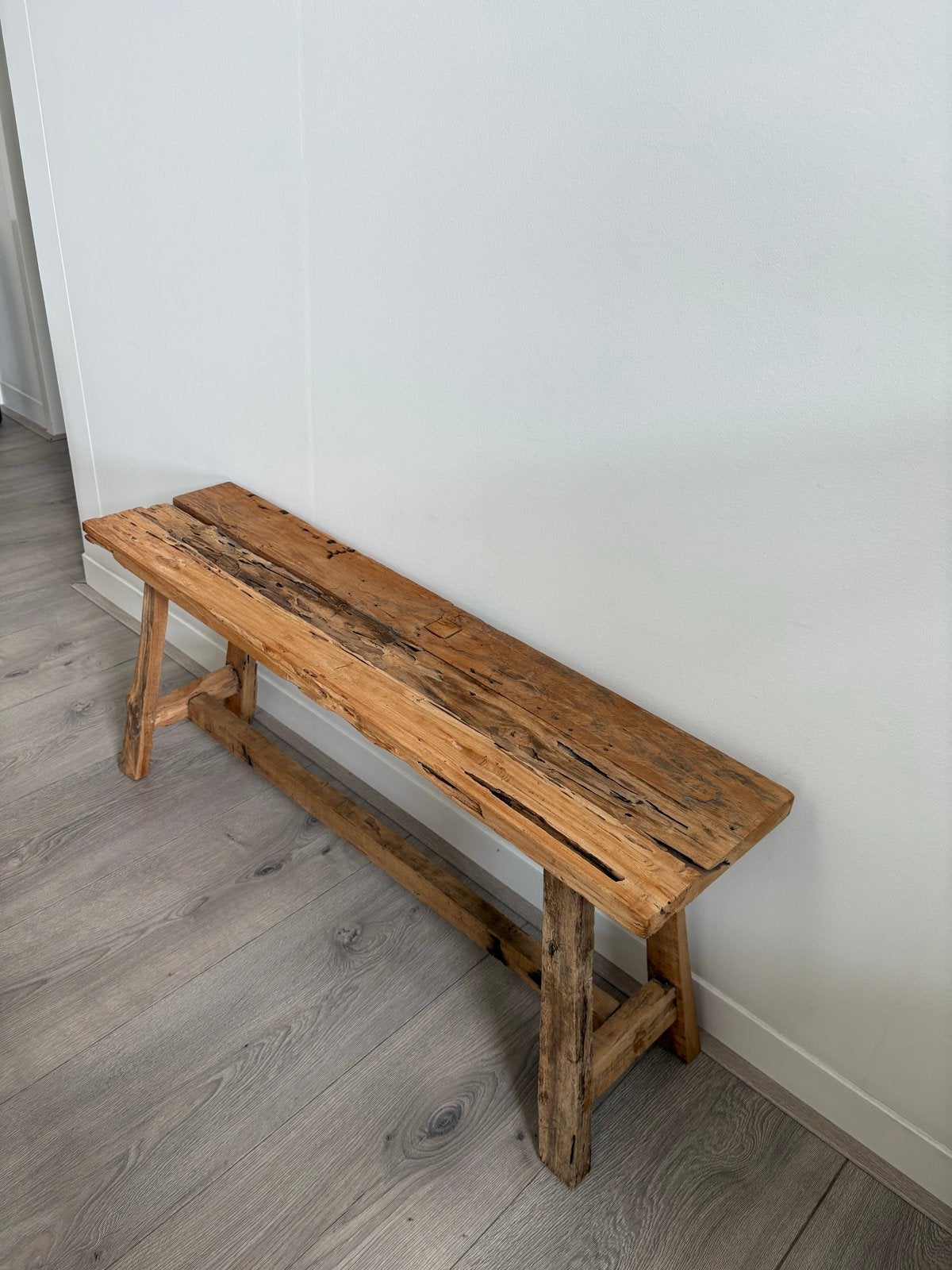 Rustieke houten bank - 100 cm breed, 40 cm hoog, Ophalen of Verzenden