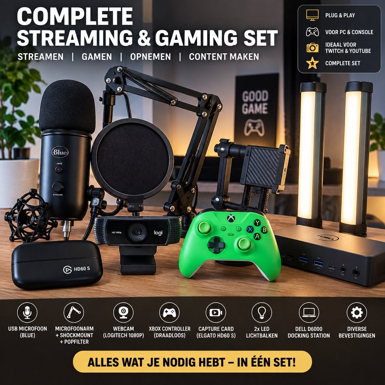 COMPLETE STREAMING & GAMING SET – ALLES IN ÉÉN! ️, Ophalen of Verzenden, Zo goed als nieuw, Gaming