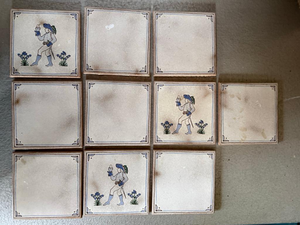 Valkenier tegels blauw x10 vintage, Antiek en Kunst, Ophalen of Verzenden