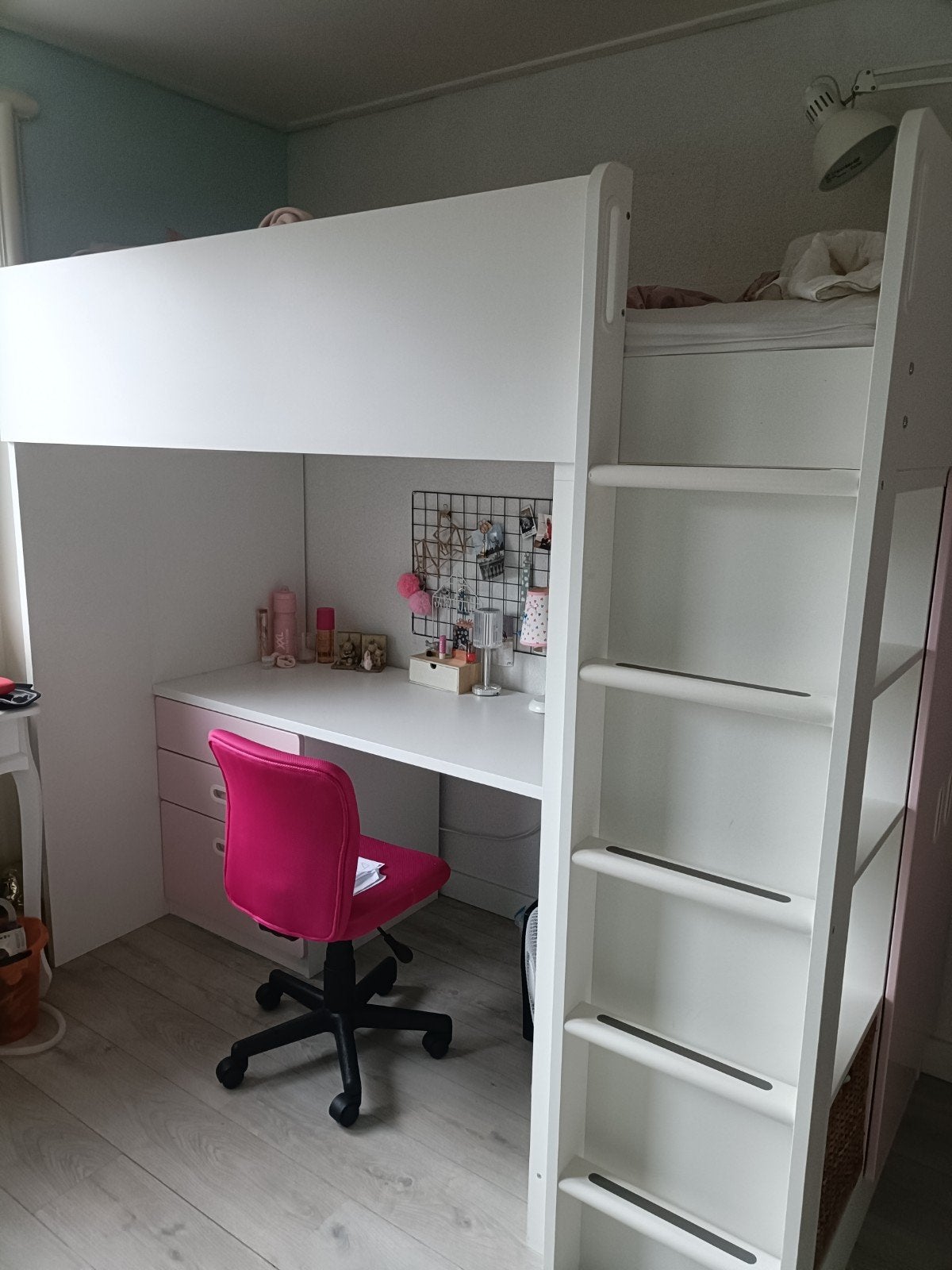 IKEA Stuva Hoogslaper met bureau, kast en matras, Ophalen, Hoogslaper, Eenpersoons, 200 cm