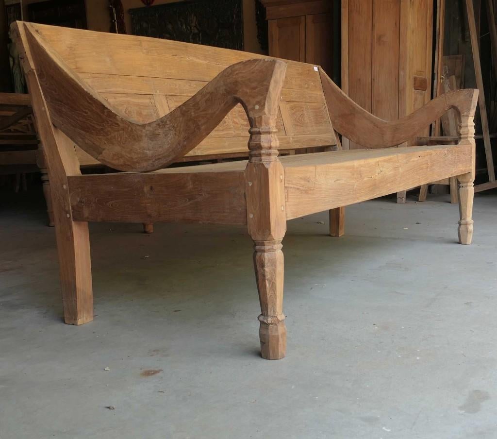 Unieke teak bank RQ24 Landelijk Bali Stationsbank Ibiza tuin, Ophalen of Verzenden