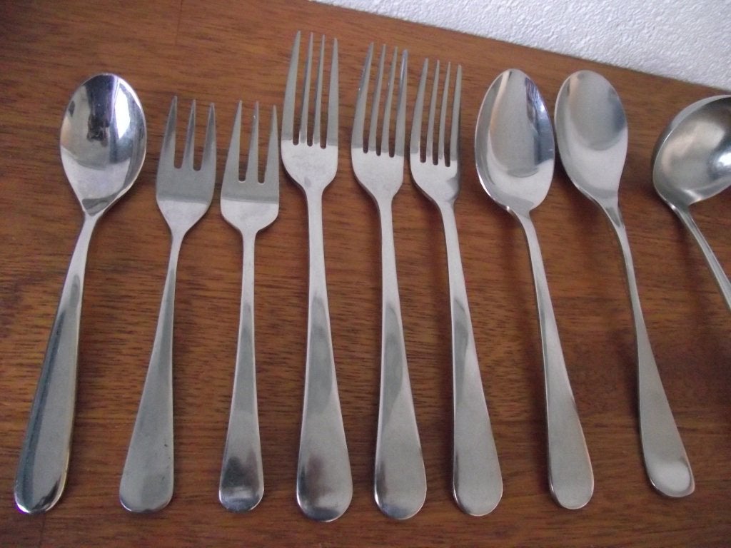 11 vintage Hollands Glad bestek 7 vorken 4 sauslepels p stuk, Antiek en Kunst, Antiek | Bestek, Ophalen of Verzenden