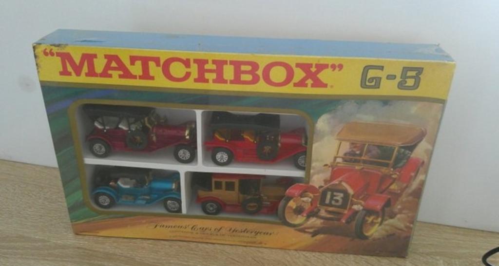 Matchbox G-5 Famous Cars of Yesteryear - 4 modellen, Ophalen of Verzenden, Zo goed als nieuw, Auto, Matchbox