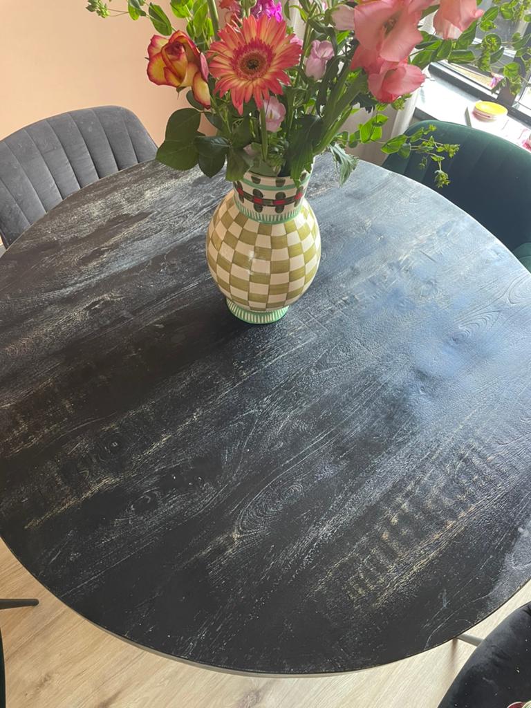 Ronde eettafel, Tuin en Terras, Ophalen of Verzenden, Zo goed als nieuw, Rond, Hout