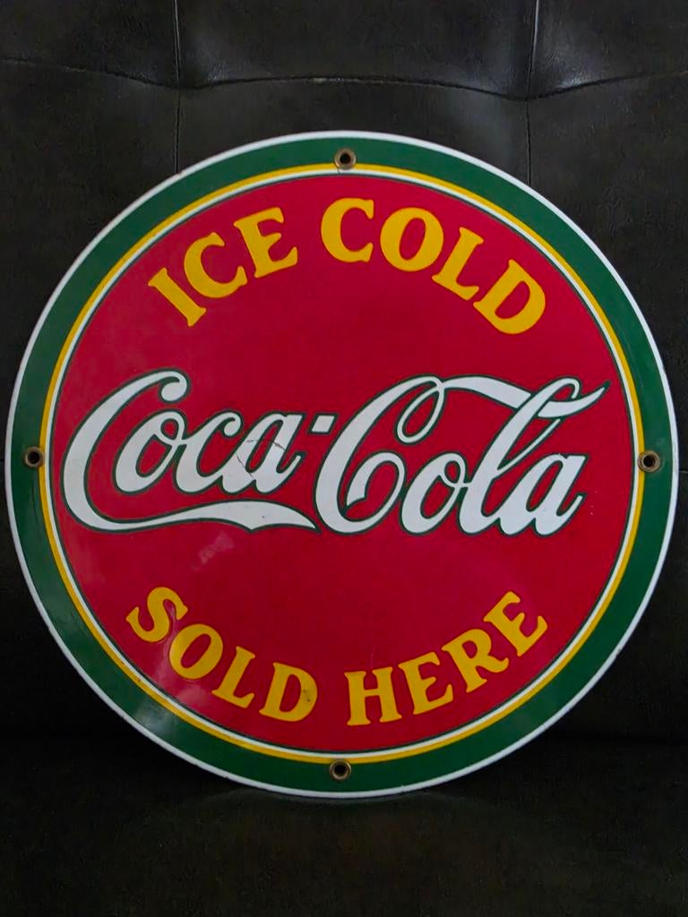 Coca cola emaille 30 cm, Verzamelen, Merken en Reclamevoorwerpen, Ophalen of Verzenden, Zo goed als nieuw, Reclamebord