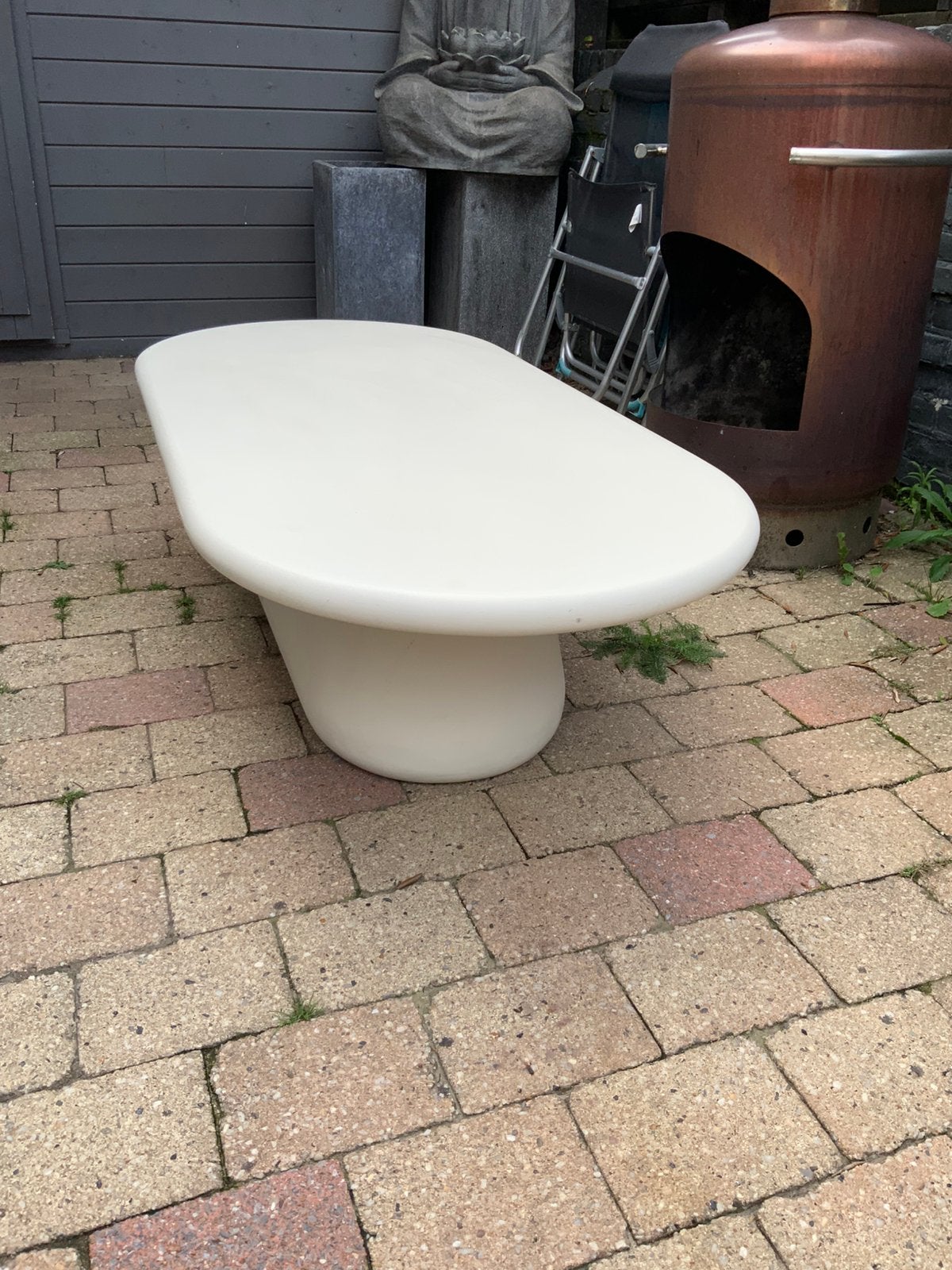 Salon tafel van Giga Meubel ovaal betonlook, Huis en Inrichting, Tafels | Salontafels, Ophalen, 100 tot 150 cm, 50 tot 100 cm