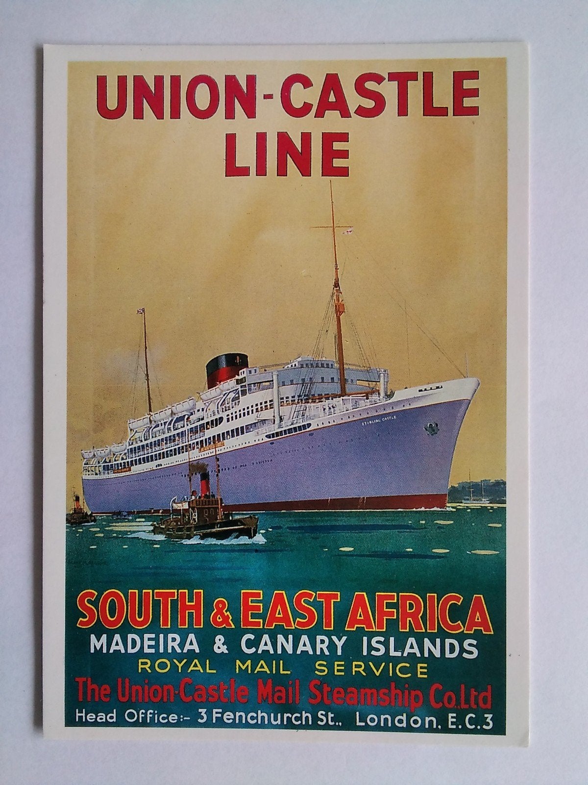 Ansichtkaart Affiche Union-Castle Line jaren '30, Verzenden, 1920 tot 1940