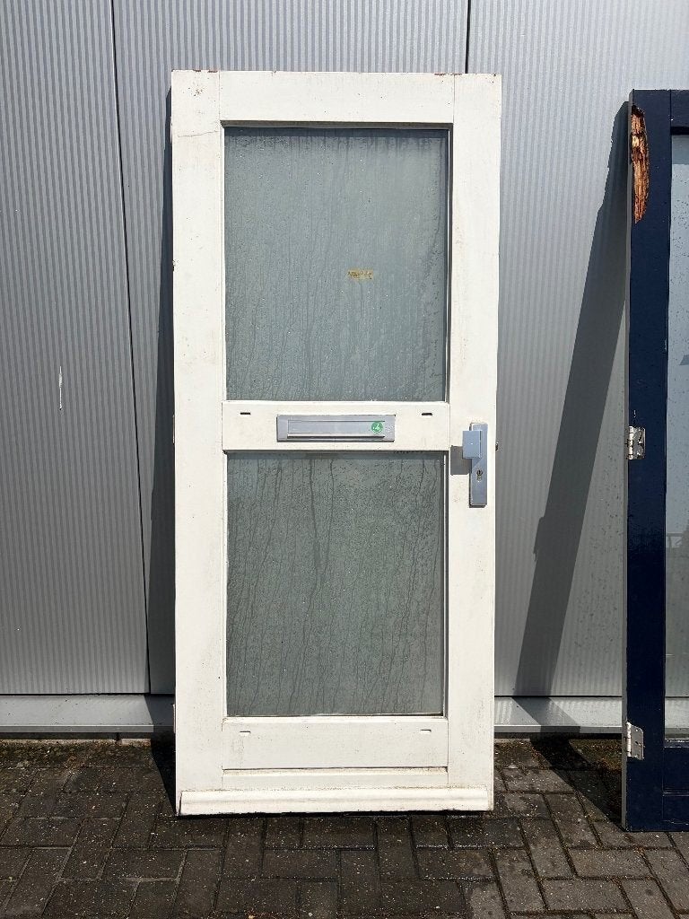 Witte buitendeur 2x matglas + brievenbus | 93,2x213,5 cm, Ophalen, Gebruikt, 80 tot 100 cm, Buitendeur