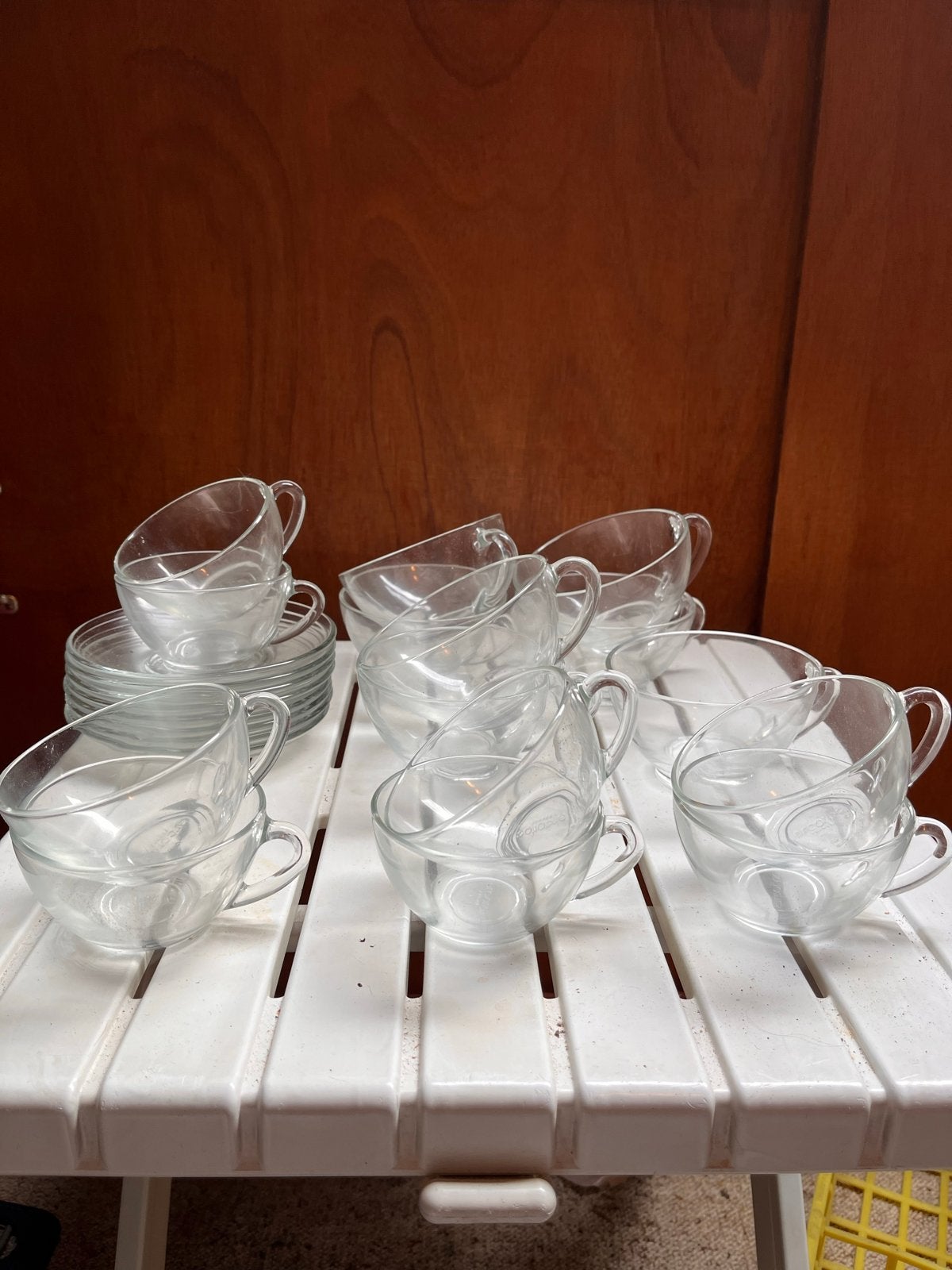 Set van Arcoroc France glazen kopjes met schotels, Ophalen of Verzenden
