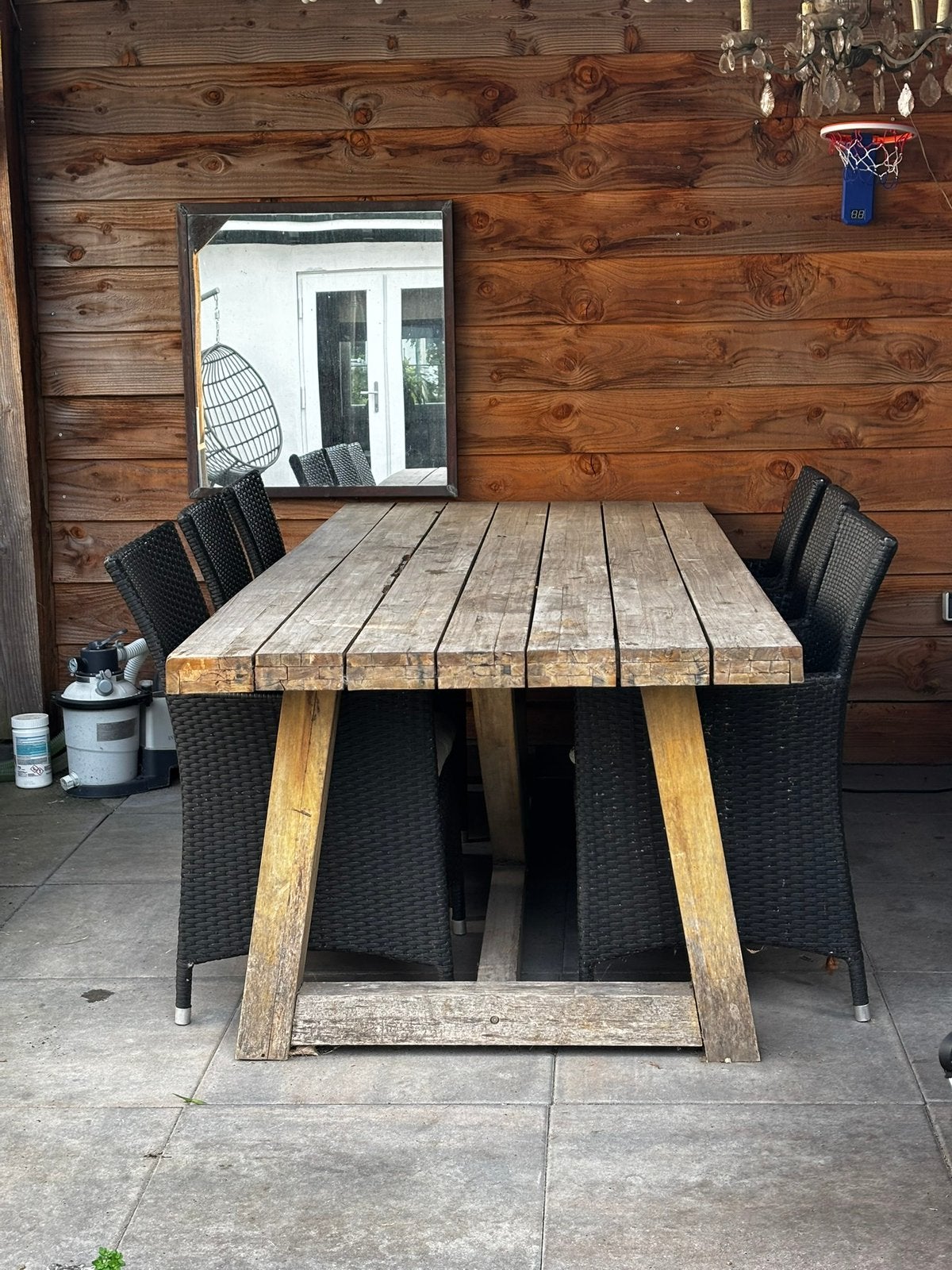Buitentafel 6 persoons met 6 stoelen, Ophalen, Gebruikt, 6 zitplaatsen, Tuinset