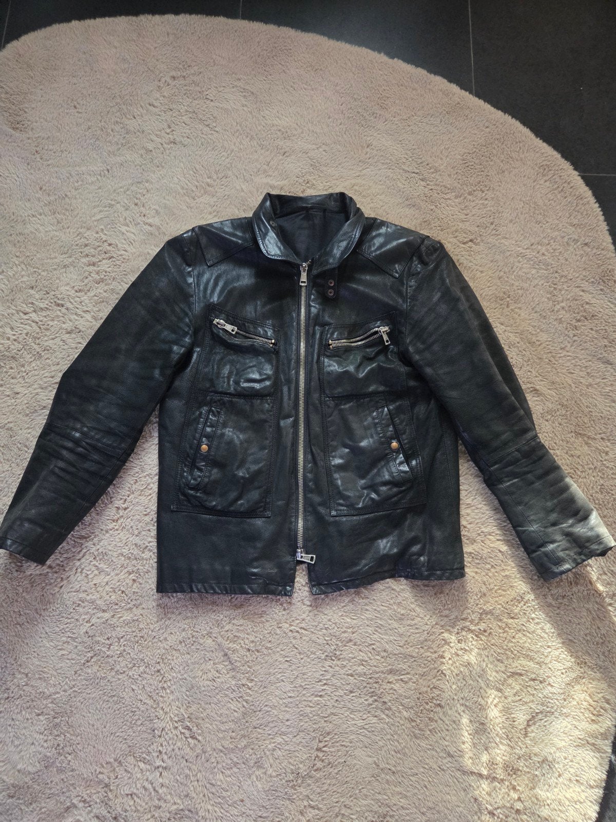 Acne Jeans Hockney leren jack zwart | Made in Italy | maat36, Ophalen of Verzenden, Gedragen, Zwart