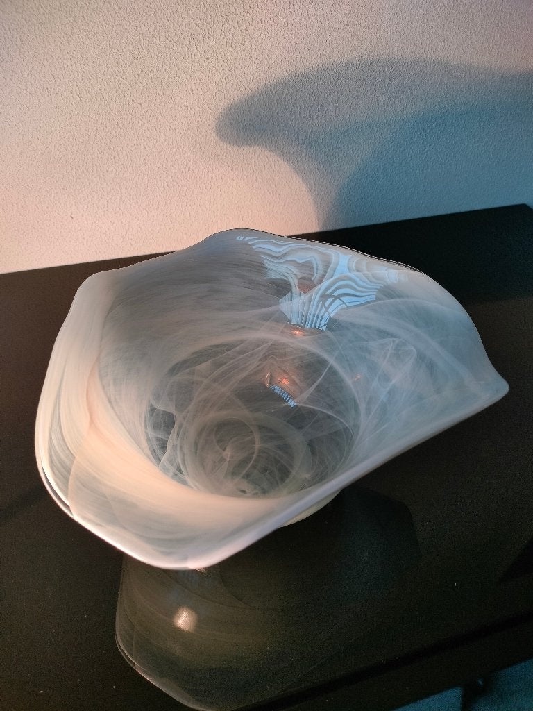 Schaal Glas Schaal Onyx Gemarmerd Fruitschaal 1990, Ophalen of Verzenden, Rond, Glas