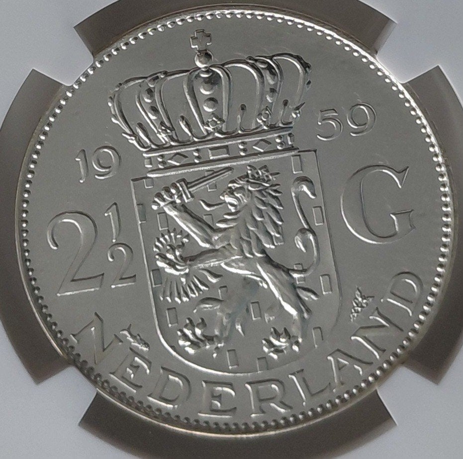 PERFECT ZEER ZELDZAAM ZILVEREN RIJKSDAALDER 1959 PROOFSLAG, Ophalen of Verzenden, Koningin Juliana, 2½ gulden, Zilver
