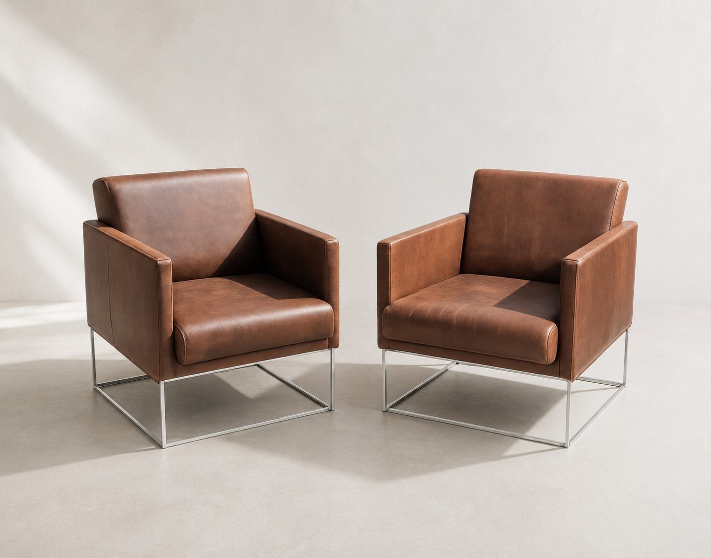 2x Bert Plantagie leren fauteuils - cognac design stoelen, Huis en Inrichting, Stoelen, Ophalen, Gebruikt, Twee, Bruin