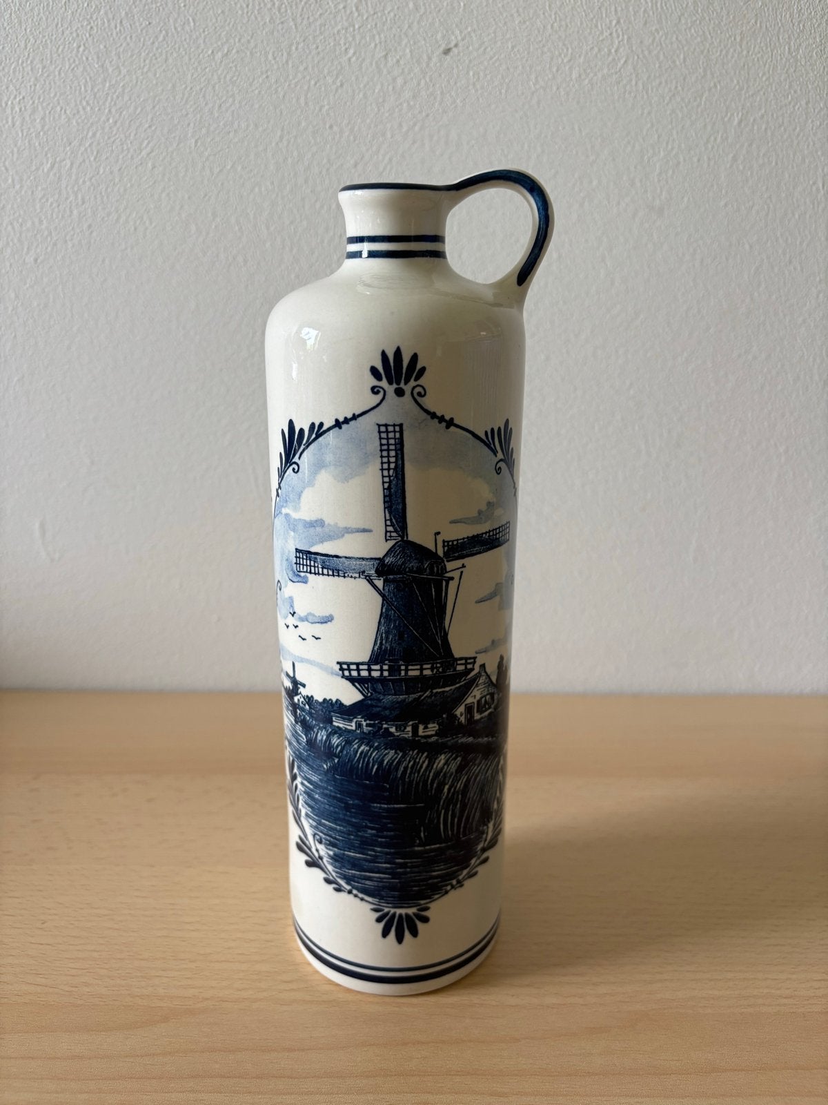 Delfts Blauw Bols Jenever Kruik - Molen Decor, Antiek en Kunst, Ophalen of Verzenden