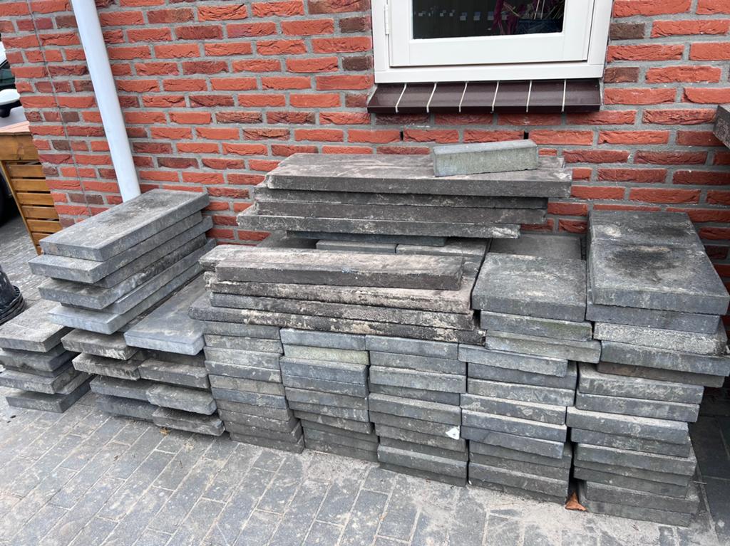 Tegels 30x30, 60x30 en 60x60 voor wildverband, Tuin en Terras, Ophalen, Gebruikt, Minder dan 5 m², Beton