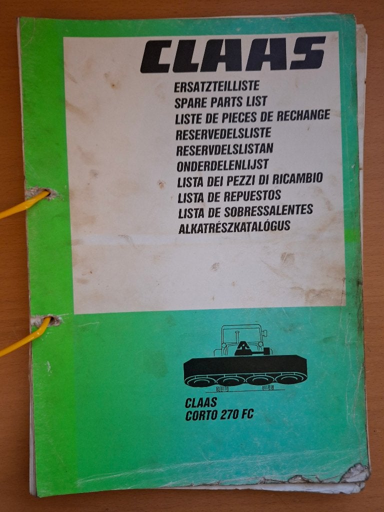 Onderdelenboek Claas Corto 270 FC maaier, Ophalen of Verzenden, Gelezen, Tractor en Landbouw