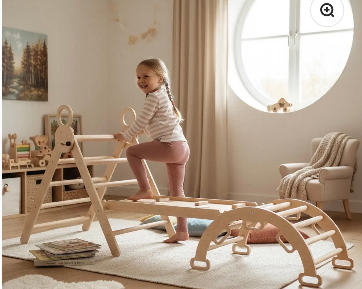 Houten Klimrek en Glijbaan Set voor Kinderen, Kinderen en Baby's, Ophalen, Glijbaan
