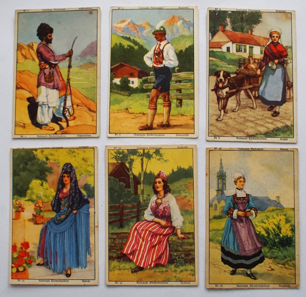 Set, 20 antieke kaarten: Nationale Klederdrachten Meurisse, Verzamelen, Gebruikt, Klederdracht, Ophalen of Verzenden, Voor 1940