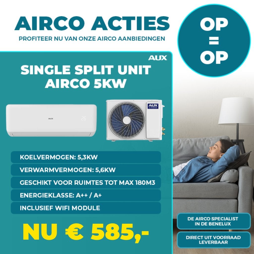 Nieuw Airco split unit inverter 2.5kw 3.5kw 5kw 7kw Aux, Ophalen, Koelen en Ontvochtigen, Timer, Nieuw