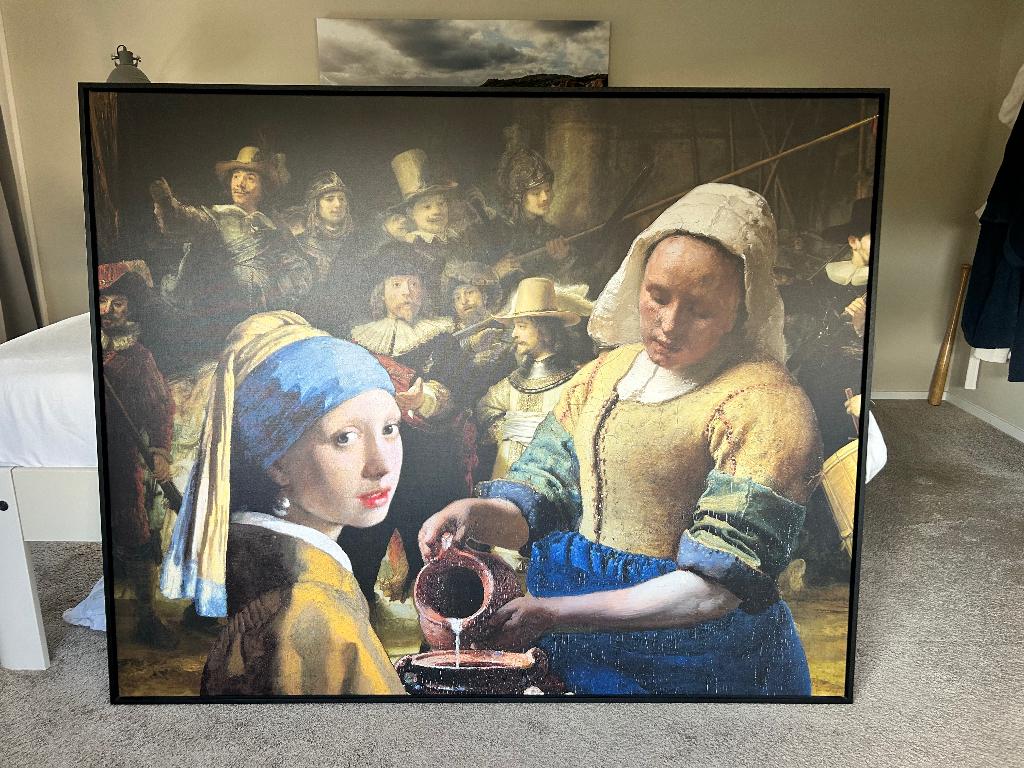 Wanddecoratie 3 Oude Meesters zwarte baklijst (150 x 120cm), Ophalen