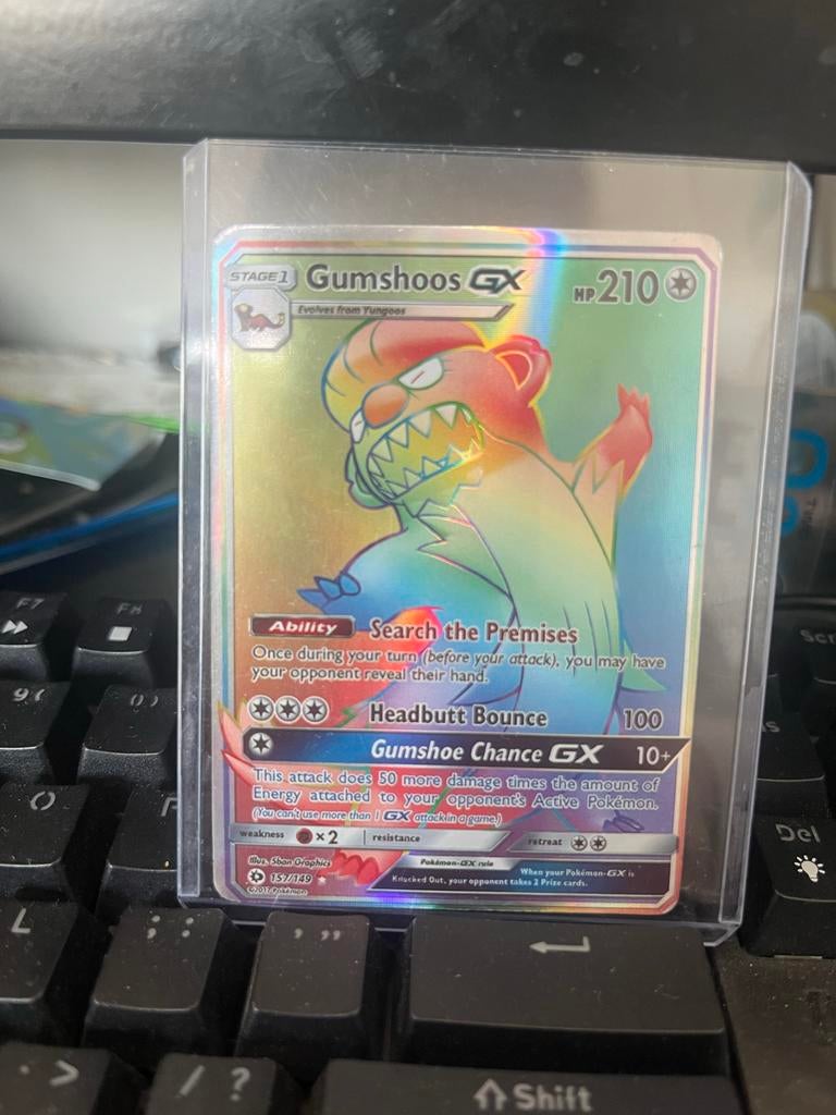 Pokemon Kaart Gumshoos GX (Rainbow Rare) 157/149, Ophalen of Verzenden, Zo goed als nieuw, Losse kaart, Foil