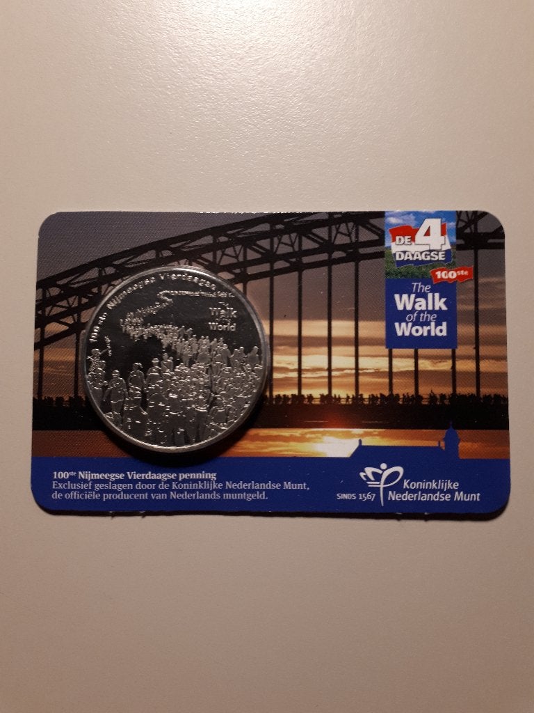 Penning KNM 2016: 100ste Nijmeegse Vierdaagse (BU, coincard), Verzenden, Overige landen, 2 euro