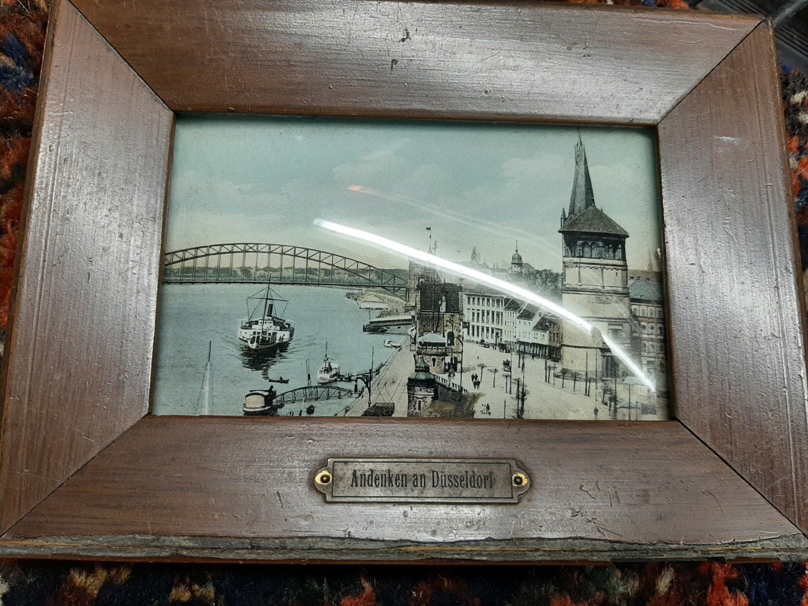 antiek wandbord uit Düsseldorf, Antiek en Kunst, Ophalen of Verzenden, Rechthoekig, Minder dan 50 cm